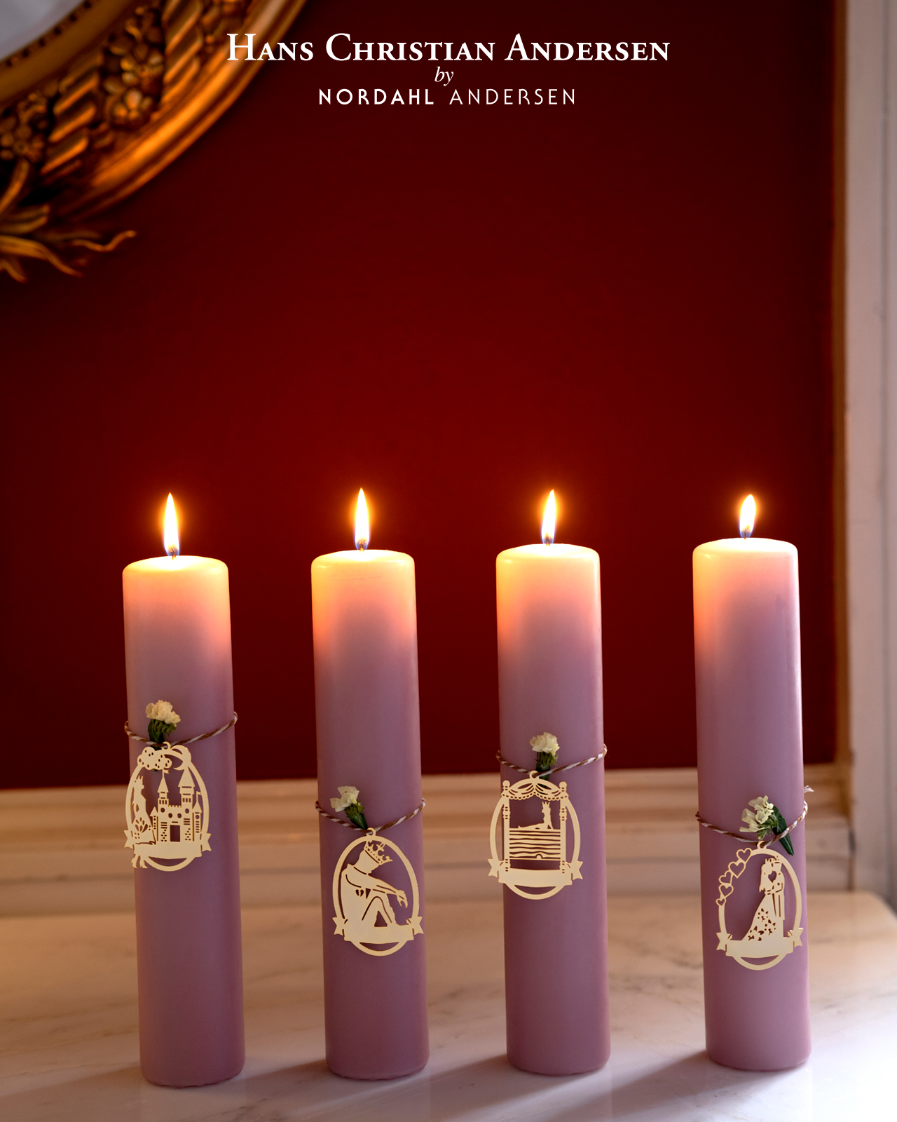 Nordahl Andersen 4 stk. eventyr - Prinsessen på ærten - 18k forgyldt