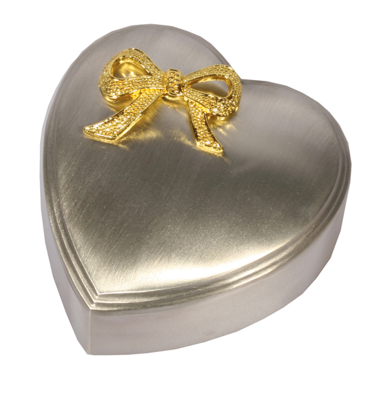 Nordahl Andersen Fortinnet smykkeskrin m. forgyldt sløjfe 97015473471