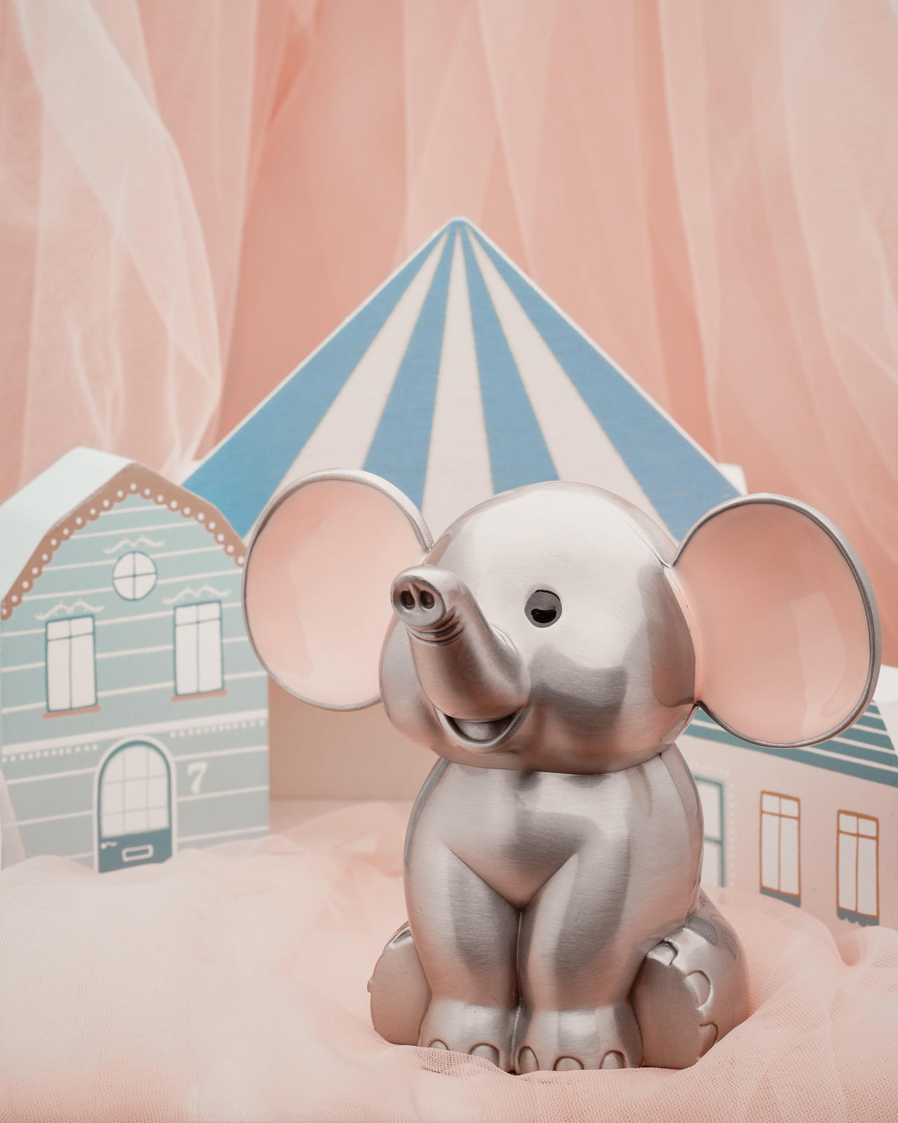 Nordahl Andersen Fortinnet sparebøsse elefant m. lyserøde ører 92015276202