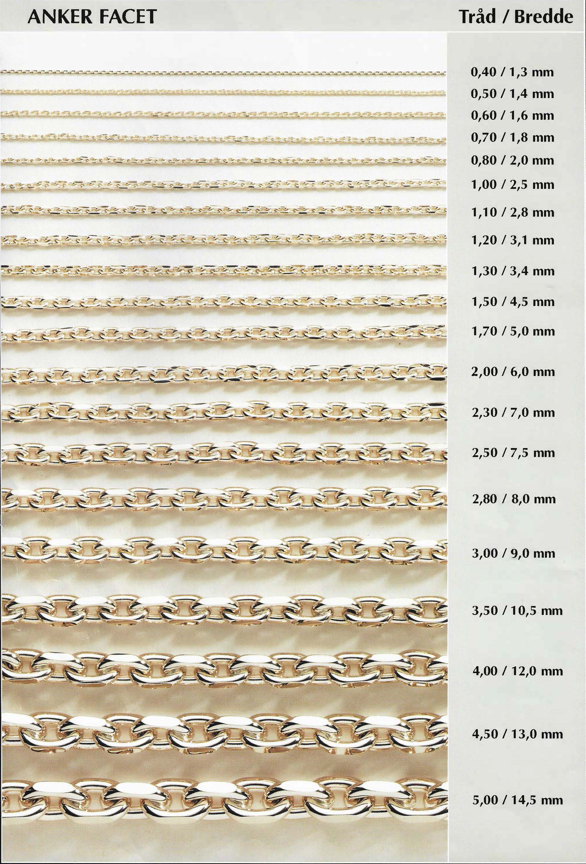 BNH Anker Facet Kæder 8 kt Guld 3,0 mm