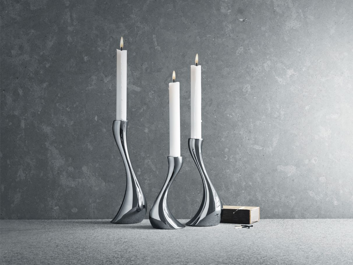 Georg Jensen Cobra Lysestager, Sæt af 3 stk