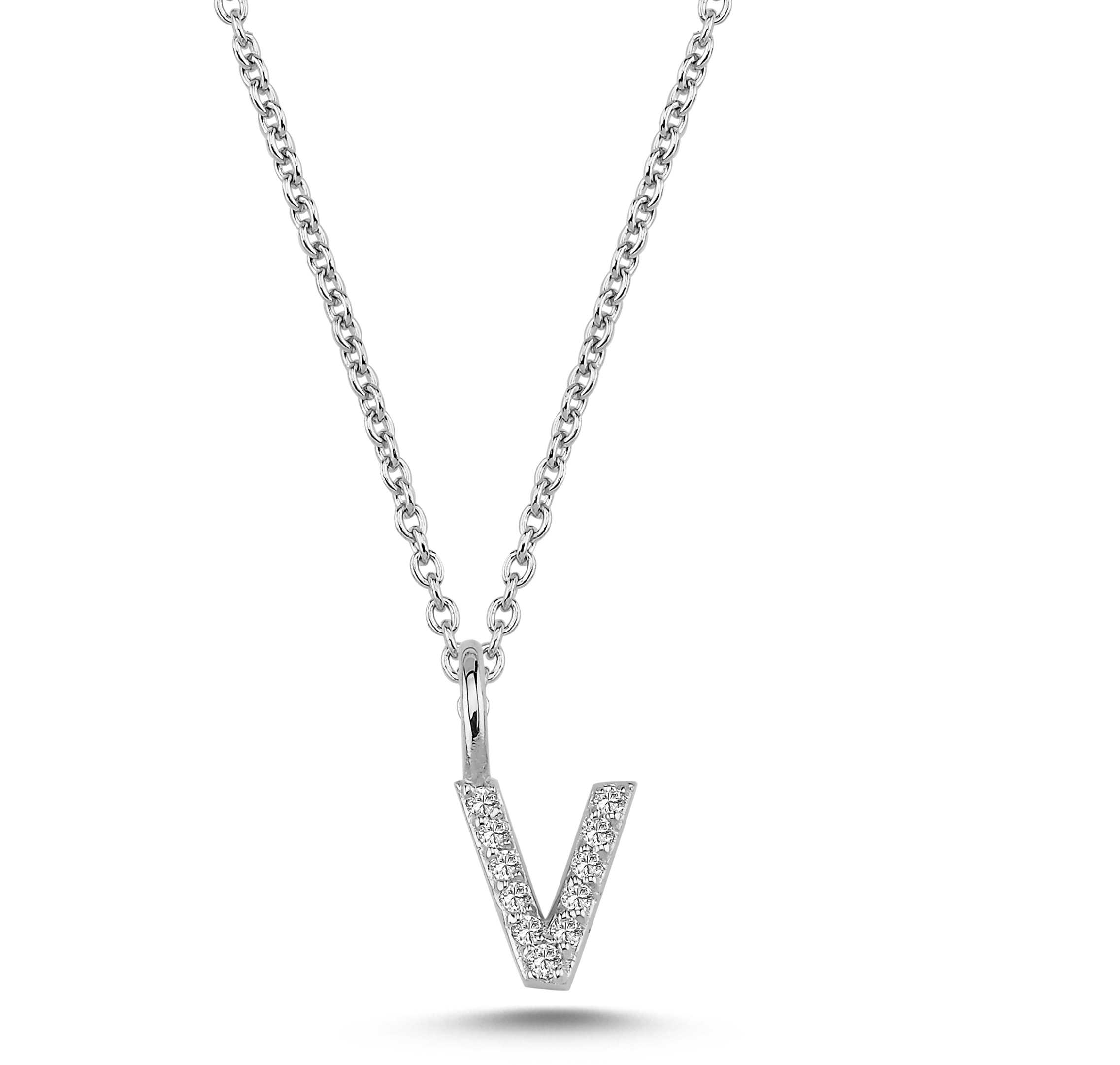 Nuran Bogstav vedhæng "V" med pavé V2201-V 0055