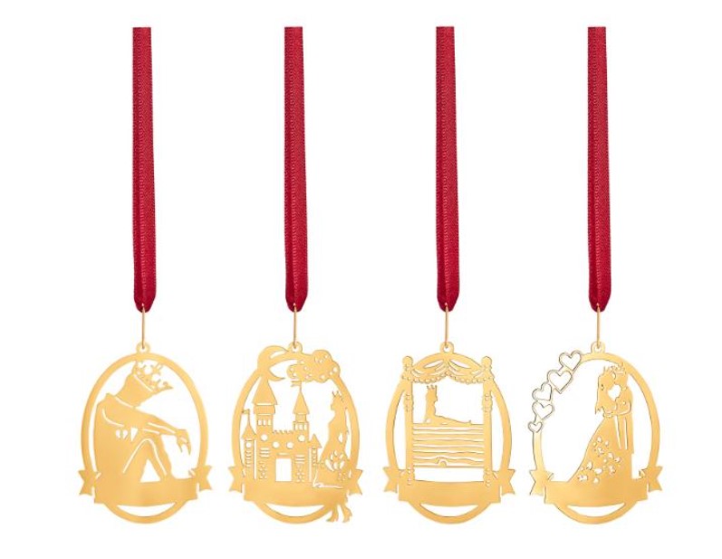 Nordahl Andersen 4 stk. eventyr - Prinsessen på ærten - 18k forgyldt