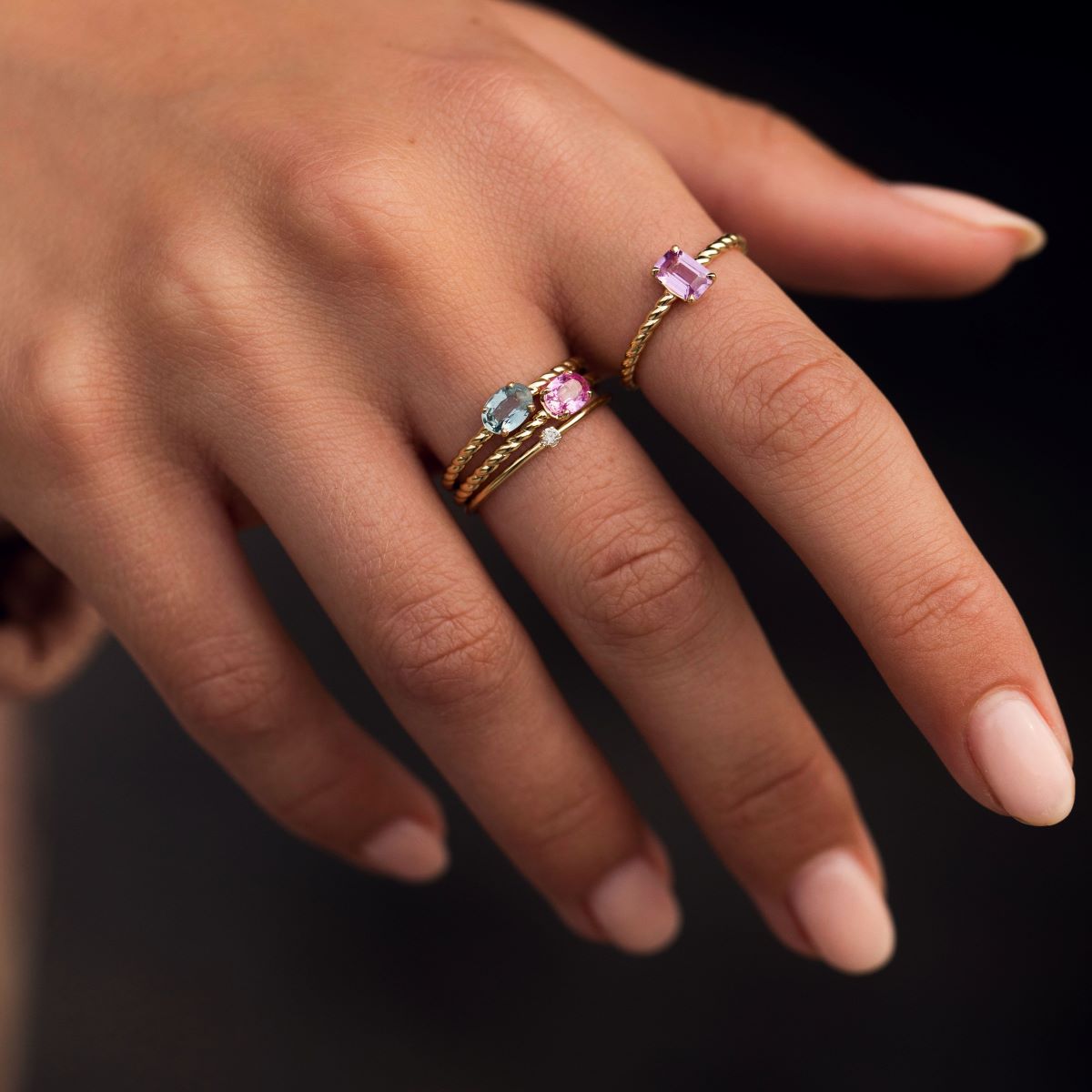 Carré 10-Karat ring med Pink Safir TR 4353 PSA
