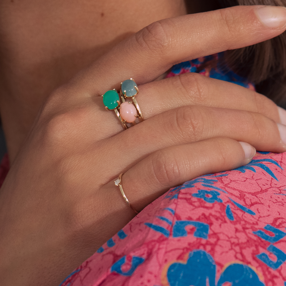 Carré 10-Karat ring med Pink Opal TR 4355 PO