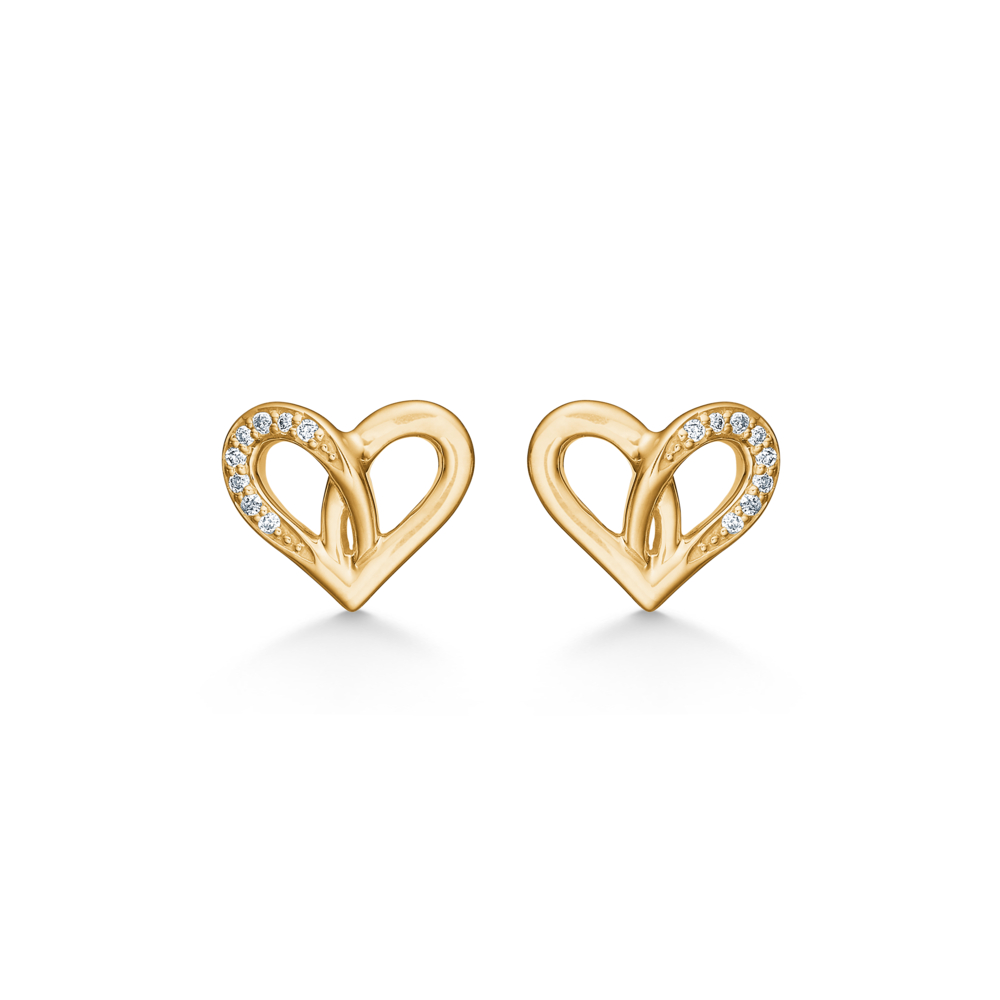 Mads Z 14 kt. Ørestik Hjerte Med 0,048 ct. 1511049