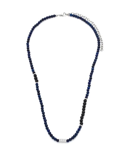 SAMIE halskæde med blå og sorte perler x2012sws