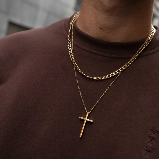 SAMIE kors halskæde forgyldt x2003gs