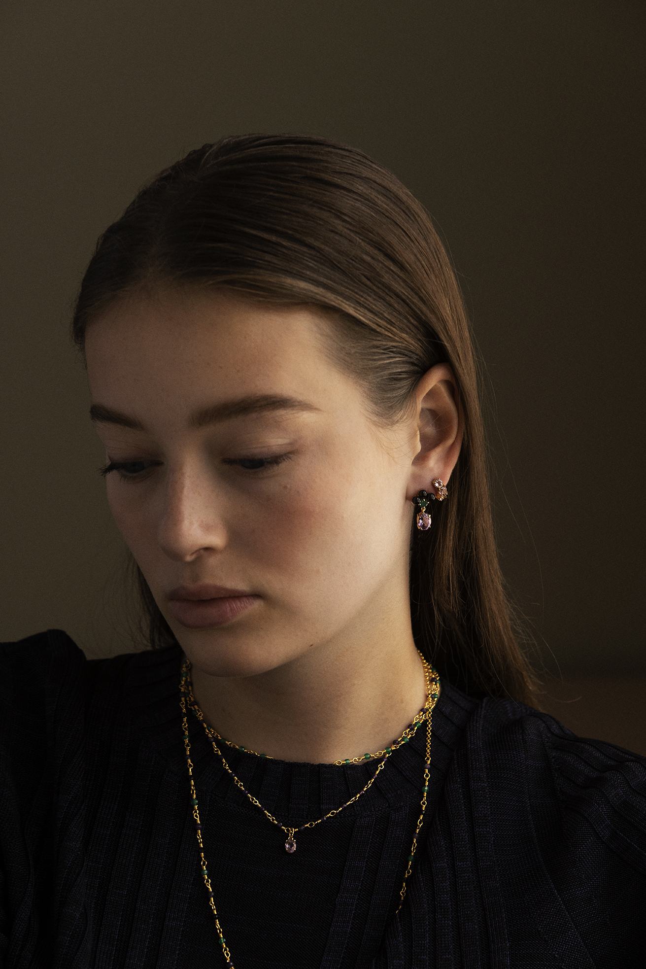 Carré Midnight 2023 Øreringe grøn, sort agat med ametyst FS 4455 BAGR-AM