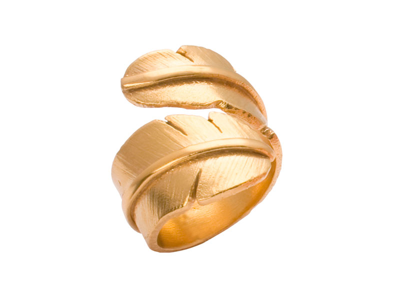 Heiring Fjer Ring Bred Forgyldt 51-5-89FG