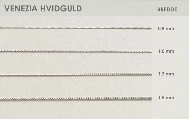 BNH Venezia Kæder 14 kt Hvidguld 1,3 mm