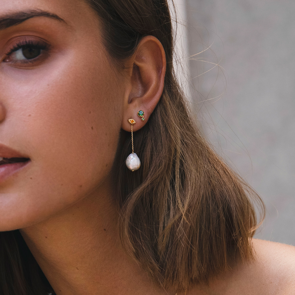 Carré 10-Karat charm med barok Perle TLH 4139 BI 1pc.