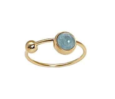 Heiring Koulé ring akvamarin og kugle 53-5-43fg