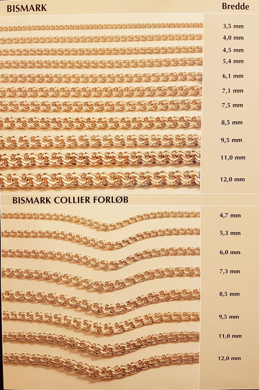 BNH Bismark Kæder m/forløb 8 kt Guld 9,5 mm