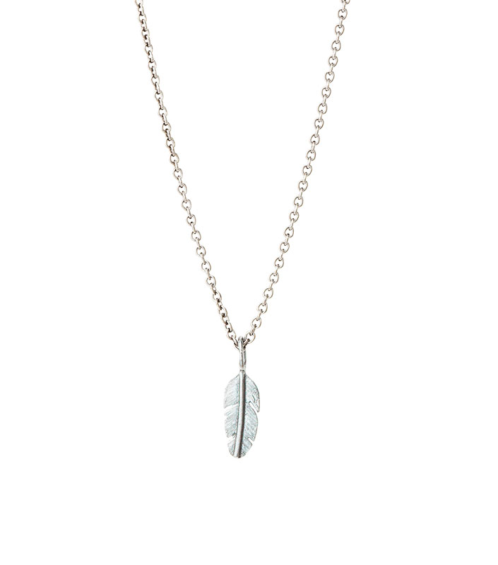 Heiring Fjer Vedhæng Mini Rhodineret 51-6-01RH