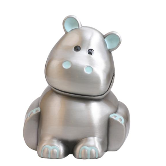 Nordahl Andersen Fortinnet sparebøsse flodhest m. lyseblå ører 92015276206