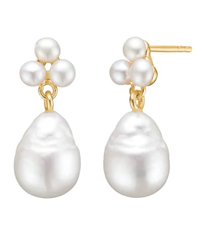 Carré Guldbelagte Ørestikker Med Perle FS 4465 BI-BI