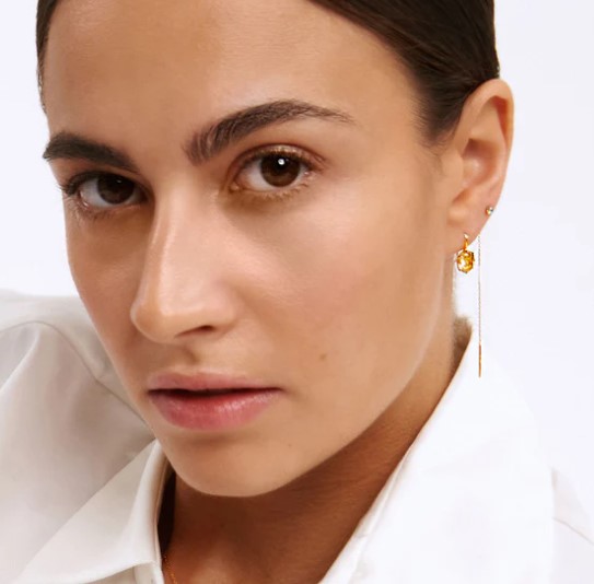 Carré 10-Karat ørestik med London Blue Topas og kæde TS 4278 LBT 1pc.