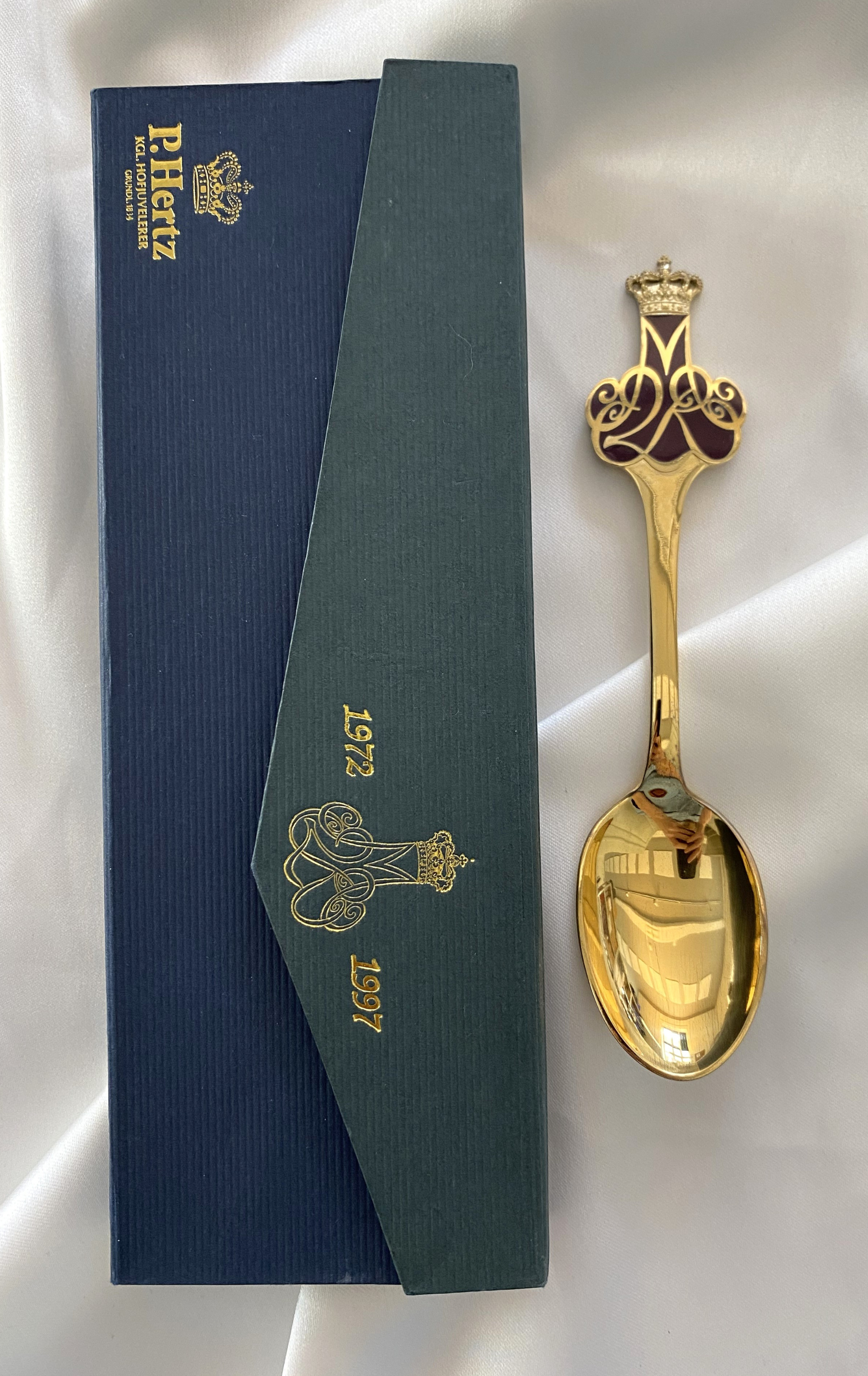 P. Hertz Dronning Margrethe II 25 års Regeringsjubilæums ske