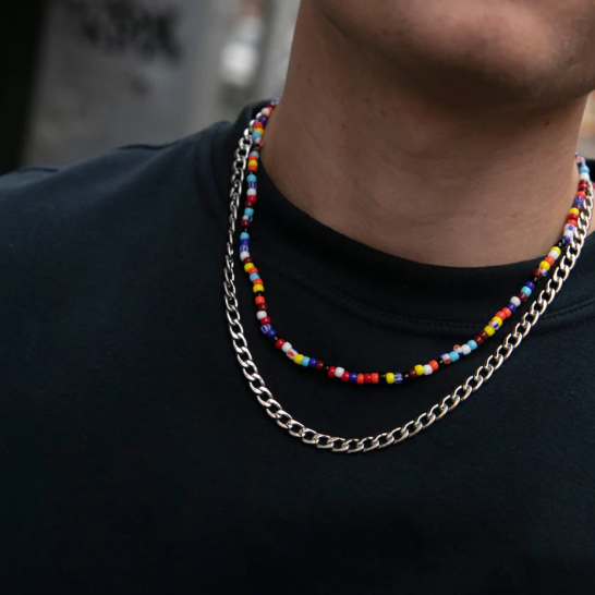 SAMIE halskæde farvede glasperler x2006sws