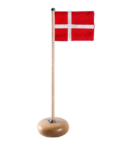 Aviendo Desk Flag Pole - Danish Flag Beechwood LV001