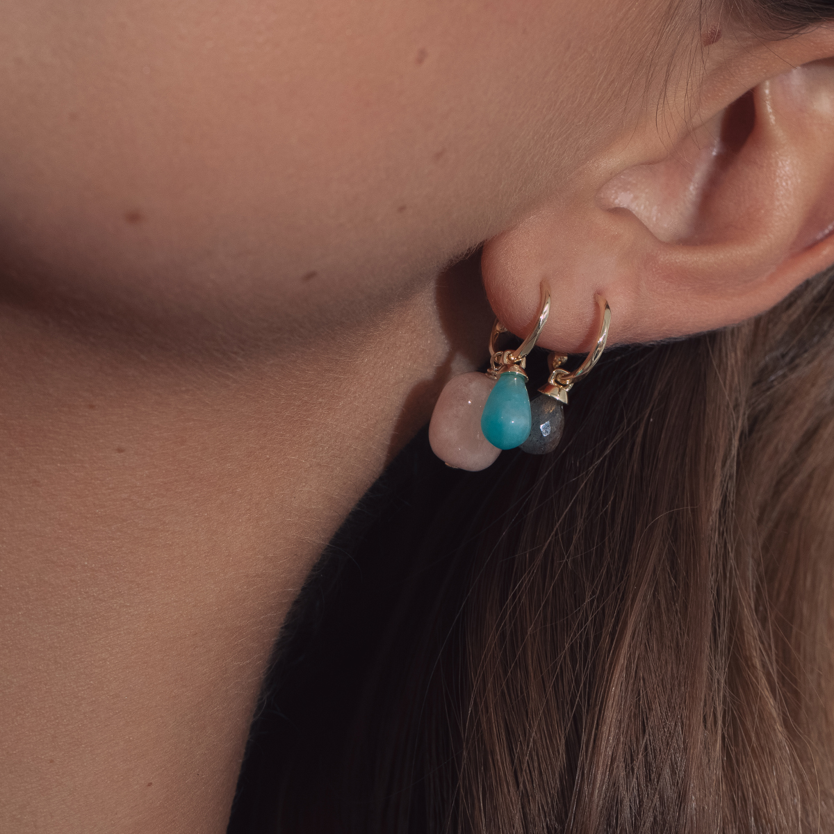 Carré 10-Karat charm med Labradorit TLH 4357 LB 1pc.