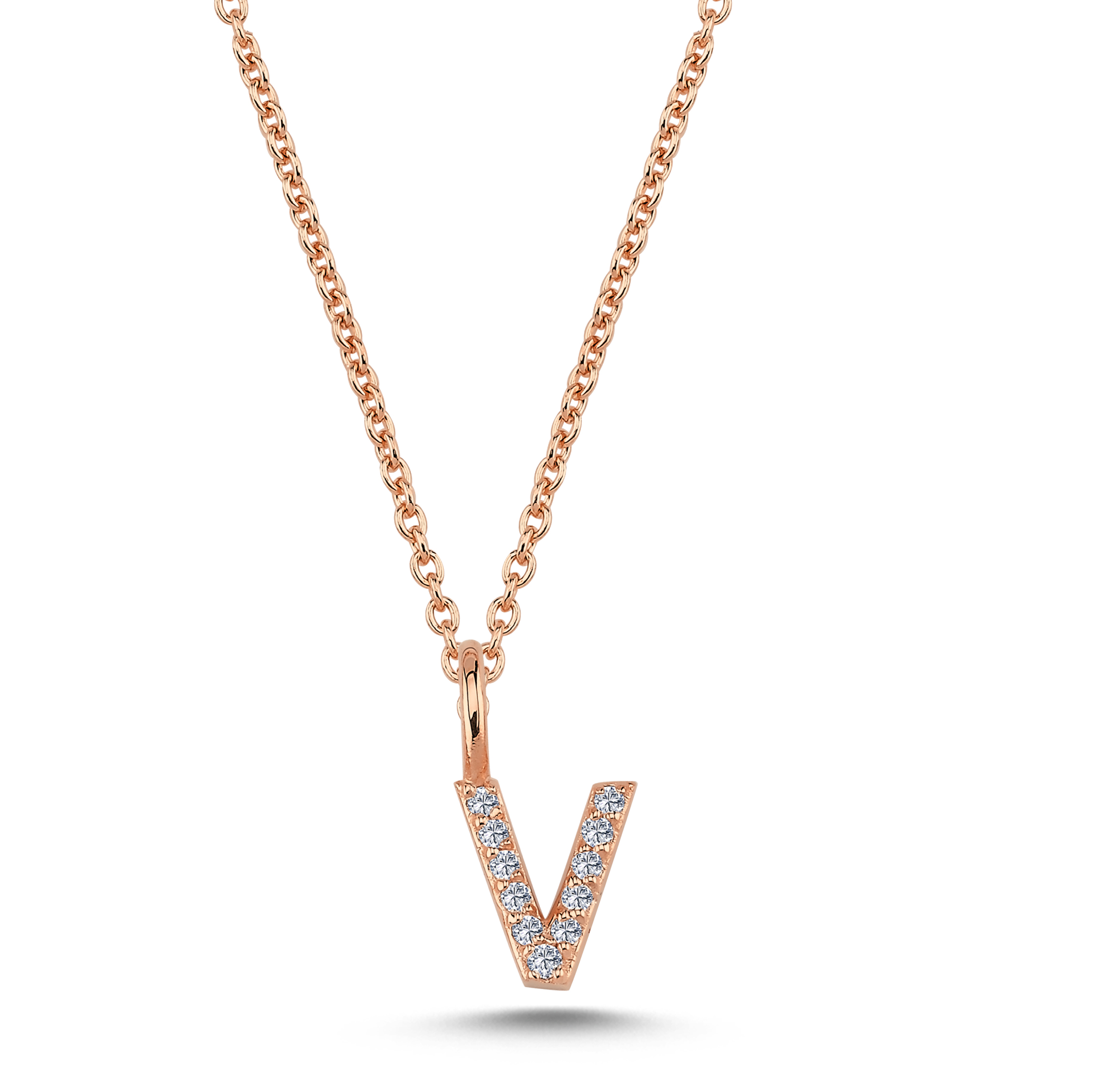 Nuran Bogstav vedhæng "V" med pavé V2201-V 0055