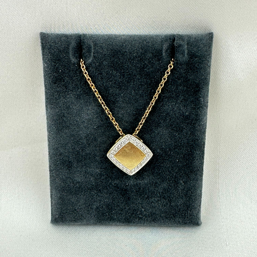 Halskæde m. vedhæng m/sy. zirconia 8kt, 42cm forgyldt 910227P/1