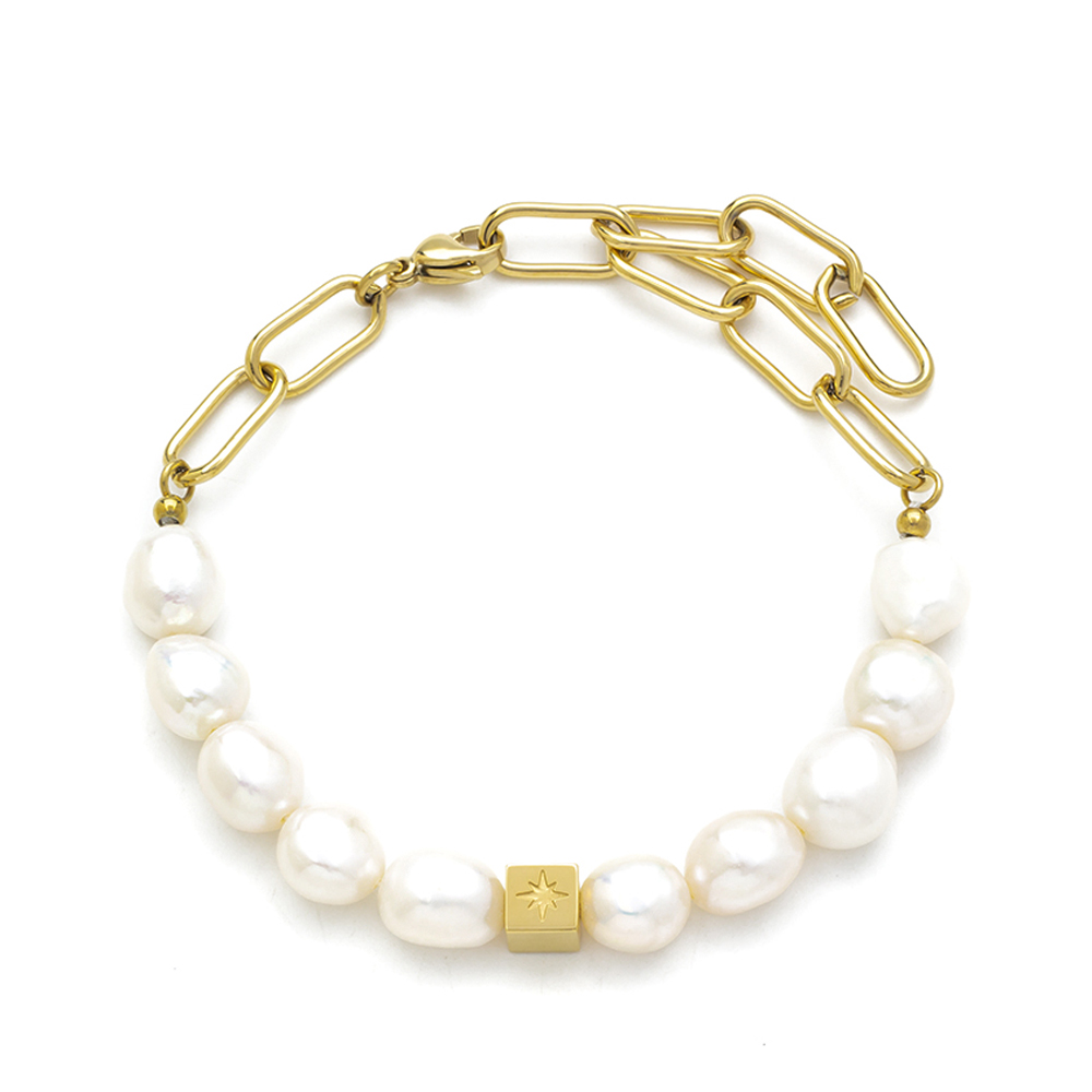 SAMIE armbånd forgyldt stål med perler x3004gs