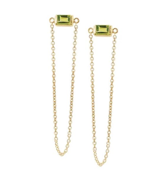 Heiring square ørestikkere grøn peridot 52-9-07