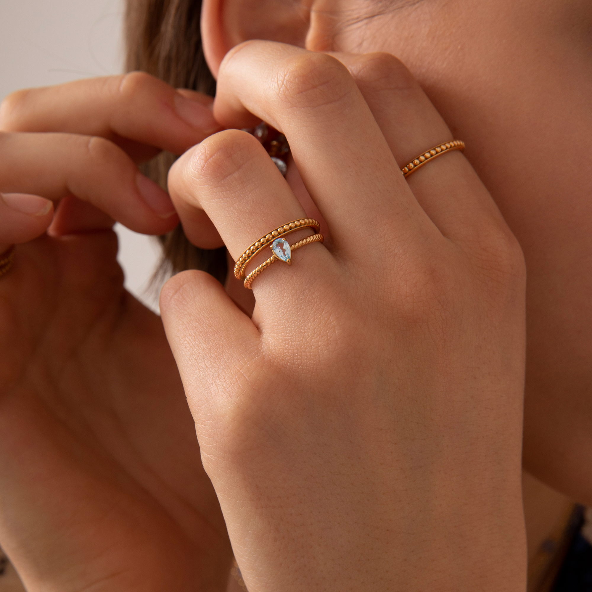 Carré Sølv Forgyldt ring FR 4302