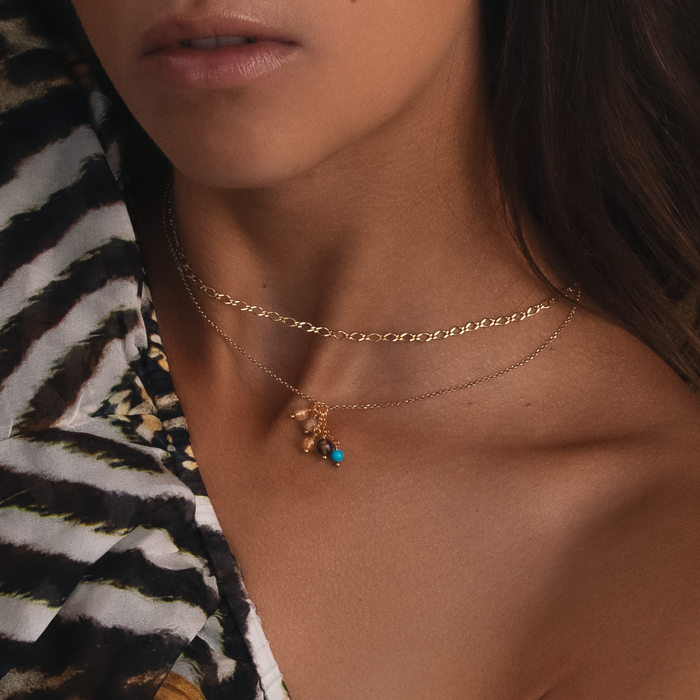 Carré Sølv Forgyldt charm med ædelsten FLH 4366 LBGRTSTTQ 1pc.