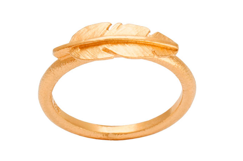 Heiring Fjer Ring Mini Forgyldt 51-6-00FG