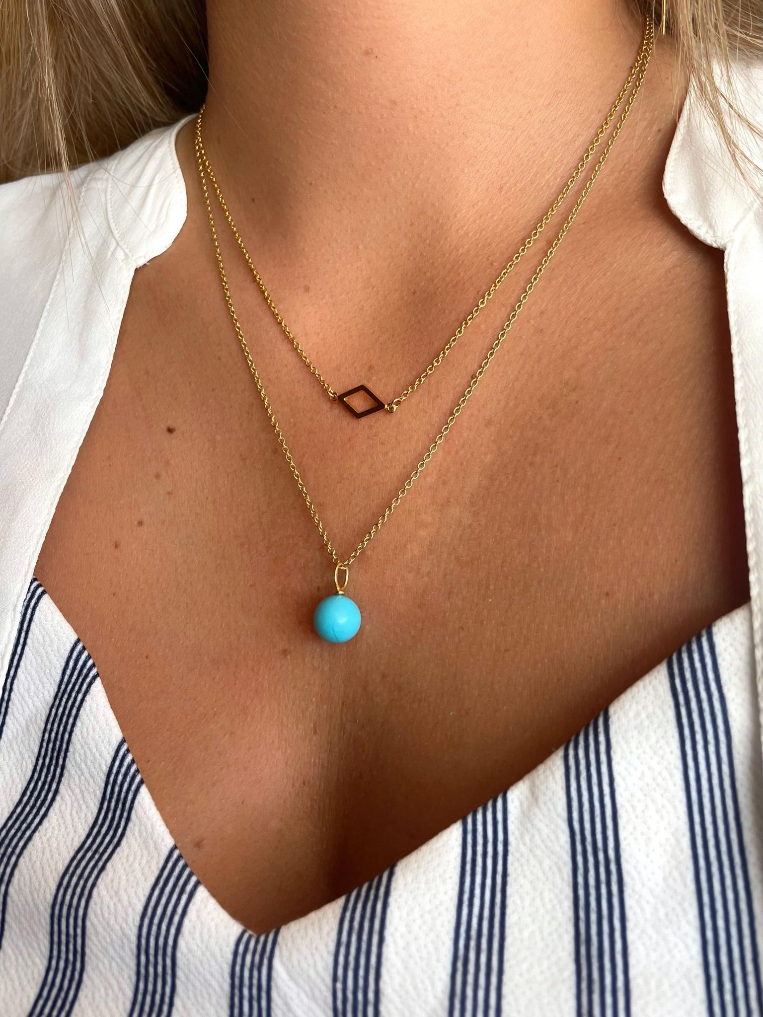 Heiring Vedhæng Turkis Forgyldt 52-9-69FG