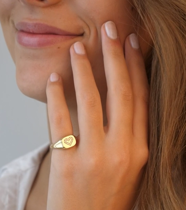 Ro Copenhagen Rock My Heart Signetring Solid Guld R108Y106